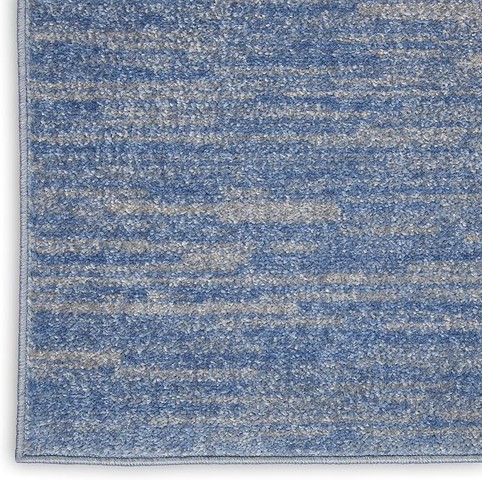 Nourison Essentials Indoor/Outdoor Blue/Grey 6' x 9' Area Rug, Easy Cleaning, Non Shedding, Bed Room, Living Room, Dining Room, Backyard, Deck, Patio (6x9)