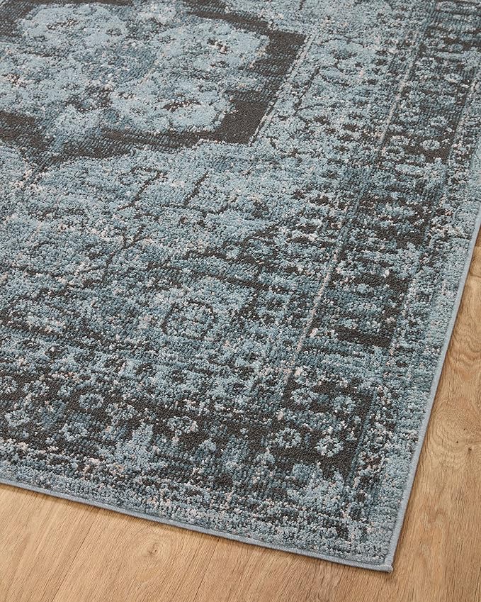 Loloi II Odette Collection ODT-08 Sky/Charcoal 4'-0" x 6'-0" Accent Rug