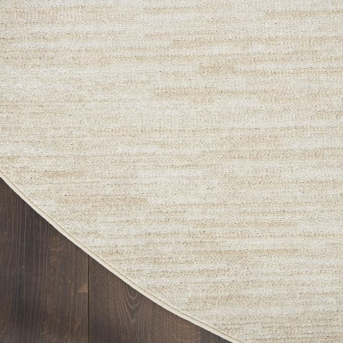 Nourison Essentials Indoor/Outdoor Ivory Beige 8' x Round Area Rug, Easy Cleaning, Non Shedding, Bed Room, Living Room, Dining Room, Backyard, Deck, Patio (8 Round)