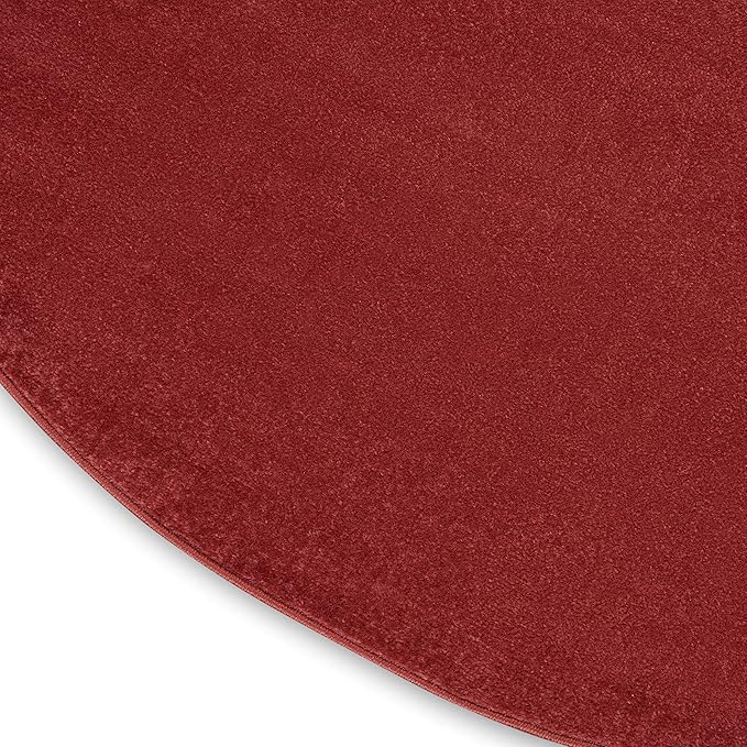 Nourison Essentials Indoor/Outdoor Brick Red 4' x Round Area Rug, Easy Cleaning, Non Shedding, Bed Room, Living Room, Dining Room, Backyard, Deck, Patio (4 Round)