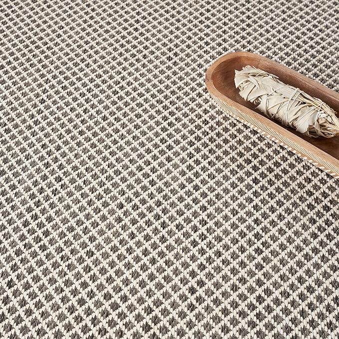 Nourison Courtyard Indoor/Outdoor Ivory/Charcoal 5 x Round Area Rug, Easy Cleaning, Non Shedding, Bed Room, Living Room, Dining Room, Backyard, Deck, Patio (5 Round)