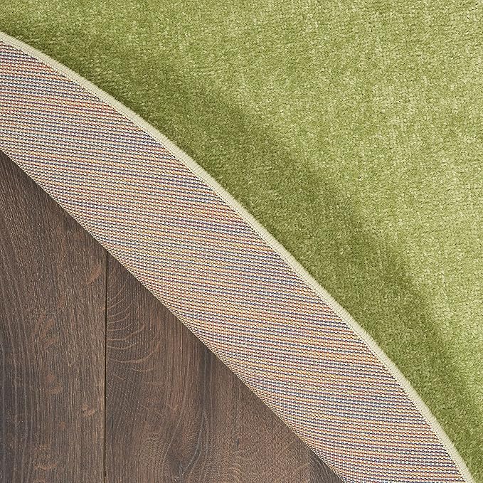 Nourison Essentials Indoor/Outdoor Green 6' x Round Area Rug, Easy Cleaning, Non Shedding, Bed Room, Living Room, Dining Room, Backyard, Deck, Patio (6 Round)