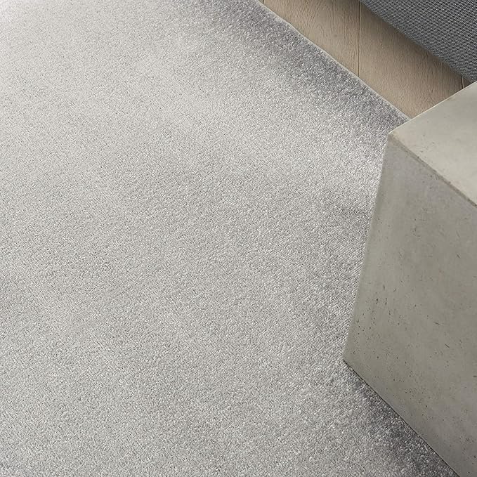 Nourison Essentials 108x108 Square Contemporary Fabric Area Rug in Silver Gray