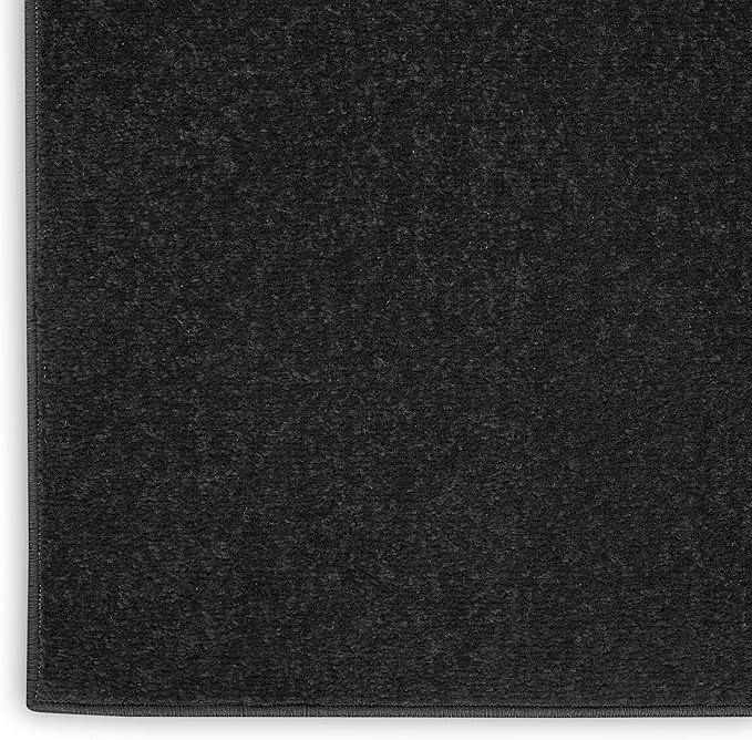 Nourison Essentials 108x144 Rectangle Fabric Area Rug in Black/Charcoal
