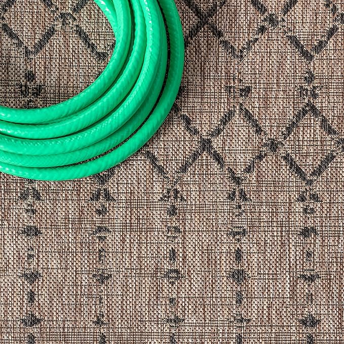 JONATHAN Y SMB108D-210 Ourika Moroccan Geometric Textured Weave Indoor Outdoor Runner Rug, Bohemian, Rustic, Scandinavian Easy Clean,Bedroom,Kitchen,Backyard,Patio,Non Shedding, Natural/Black, 2 X 10