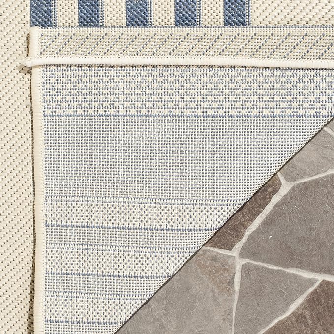 SAFAVIEH Courtyard Collection Area Rug - 8' x 10', Beige & Blue, Non-Shedding & Easy Care, Indoor/Outdoor & Washable-Ideal for Patio, Backyard, Mudroom (CY6062-233)