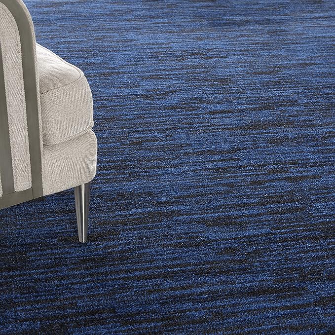 Nourison Essentials Indoor/Outdoor Midnight Blue 9' x Square Area Rug, Easy Cleaning, Non Shedding, Bed Room, Living Room, Dining Room, Backyard, Deck, Patio (9 Square)