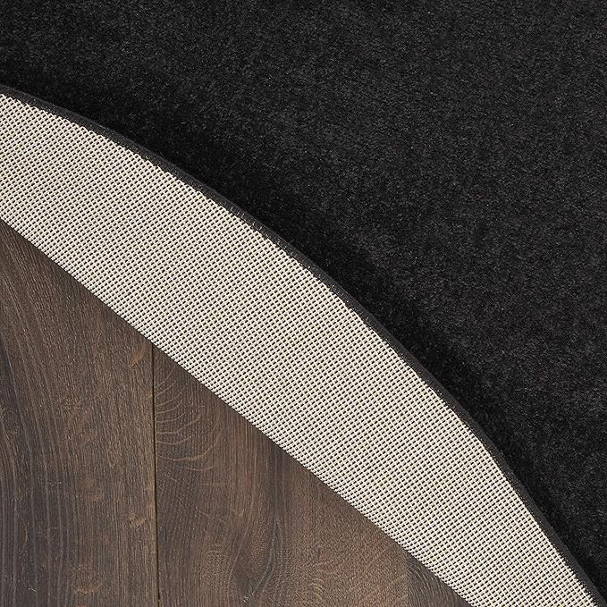 Nourison Essentials 4' x Round Black Fabric Outdoor Area Rug (4' Round)