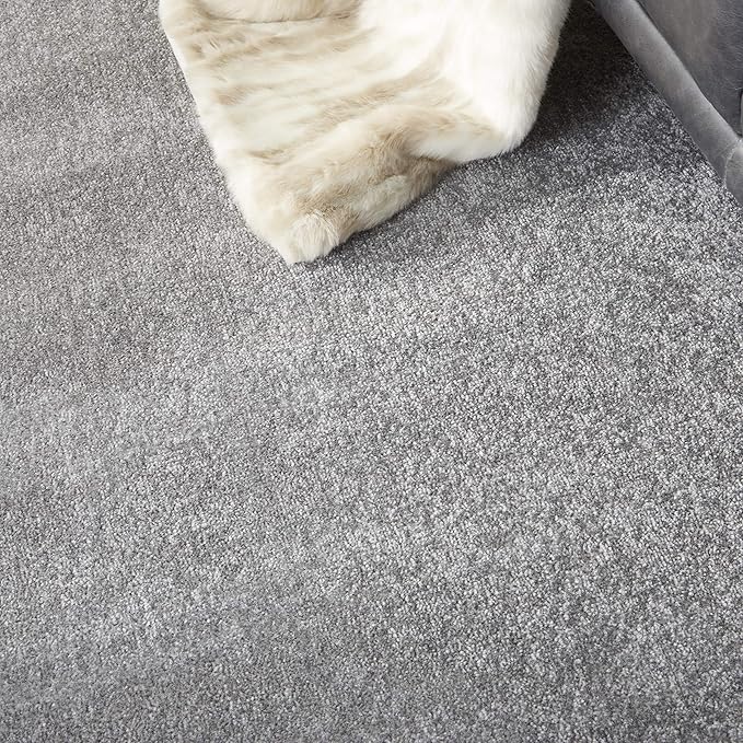 Nourison Essentials Indoor/Outdoor Silver Grey 8' x Round Area Rug, Easy Cleaning, Non Shedding, Bed Room, Living Room, Dining Room, Backyard, Deck, Patio (8 Round)