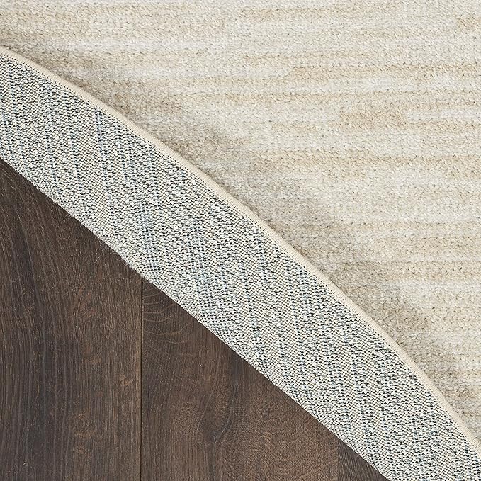 Nourison Essentials Indoor/Outdoor Ivory Beige 8' x Round Area Rug, Easy Cleaning, Non Shedding, Bed Room, Living Room, Dining Room, Backyard, Deck, Patio (8 Round)