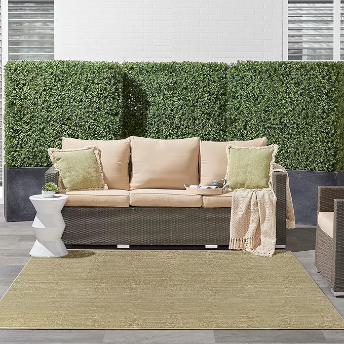 Nourison Essentials 7' x Square Green Gold Fabric Area Rug
