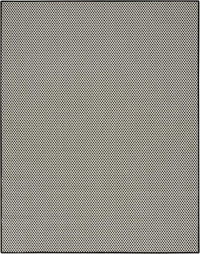 Nourison Courtyard Black White 8' x 10' Area Rug - Easy Clean, Non Shedding, Bed Room, Living Room, Dining Room, Kitchen (8' x 10')