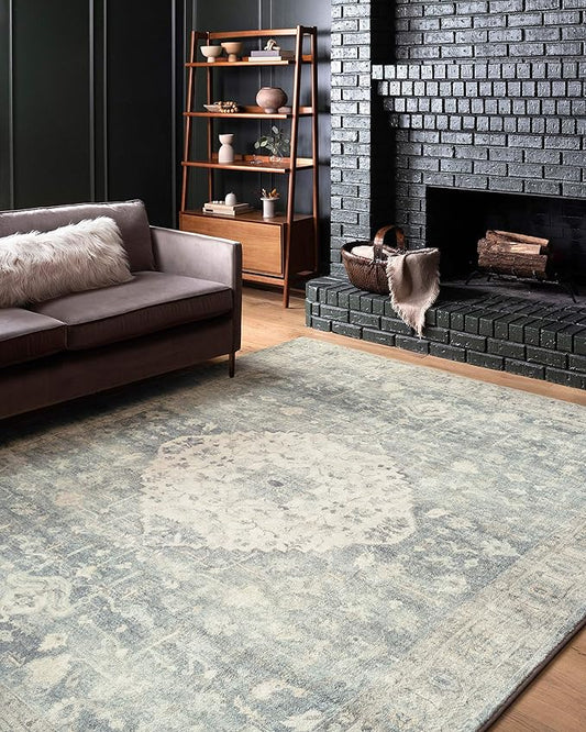 Loloi II Rosette Denim/Fog 2'-6" x 9'-9" Runner Rug