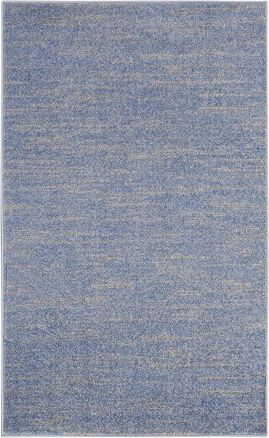 Nourison Essentials Indoor/Outdoor Blue/Grey 3' x 5' Area Rug, Easy Cleaning, Non Shedding, Bed Room, Living Room, Dining Room, Backyard, Deck, Patio (3x5)
