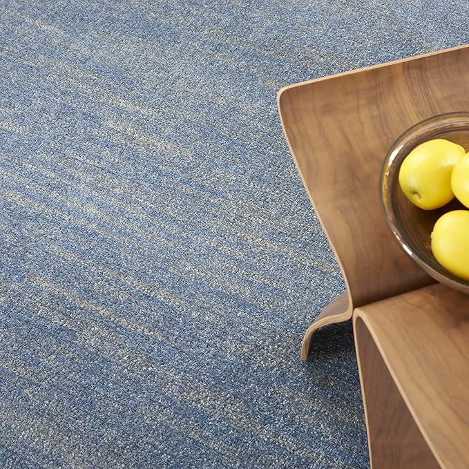 Nourison Essentials Indoor/Outdoor Blue/Grey 8' x Round Area Rug, Easy Cleaning, Non Shedding, Bed Room, Living Room, Dining Room, Backyard, Deck, Patio (8 Round)