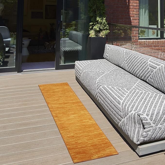 Nourison Essentials Indoor/Outdoor Sunburst 2' x 6' Area Rug, Easy Cleaning, Non Shedding, Bed Room, Living Room, Dining Room, Backyard, Deck, Patio (2x6)