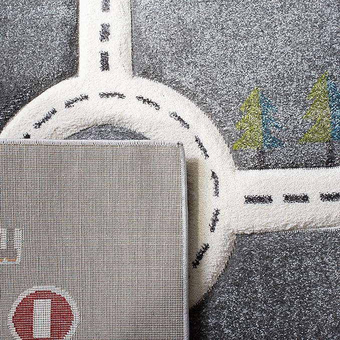 SAFAVIEH Carousel Kids Collection Accent Rug - 2' x 3', Grey & Ivory, Non-Shedding & Easy Care, Ideal for High Traffic Areas for Boys & Girls in Playroom, Nursery, Bedroom (CRK192F)