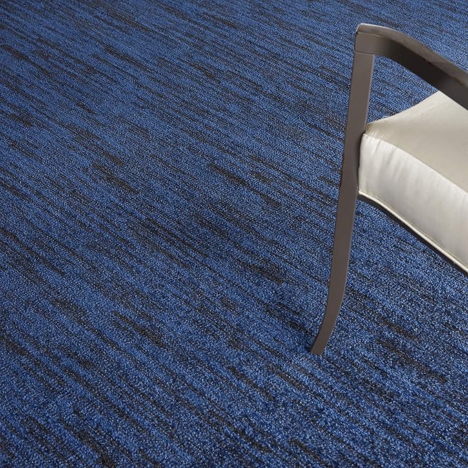 Nourison Essentials Indoor/Outdoor Midnight Blue 10' x 14' Area Rug, Easy Cleaning, Non Shedding, Bed Room, Living Room, Dining Room, Backyard, Deck, Patio (10x14)