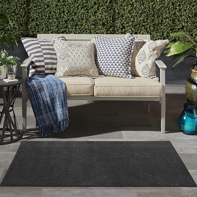 Nourison Essentials 3' x 5' Black Fabric Outdoor Area Rug (3' x 5')