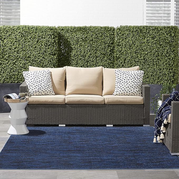 Nourison Essentials 7' x Square Midnight Blue Outdoor Indoor/Outdoor Rug