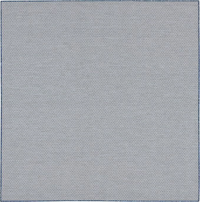 Nourison Courtyard Indoor/Outdoor Ivory Blue 8' x Square Area Rug, Easy Cleaning, Non Shedding, Bed Room, Living Room, Dining Room, Backyard, Deck, Patio (8 Square)