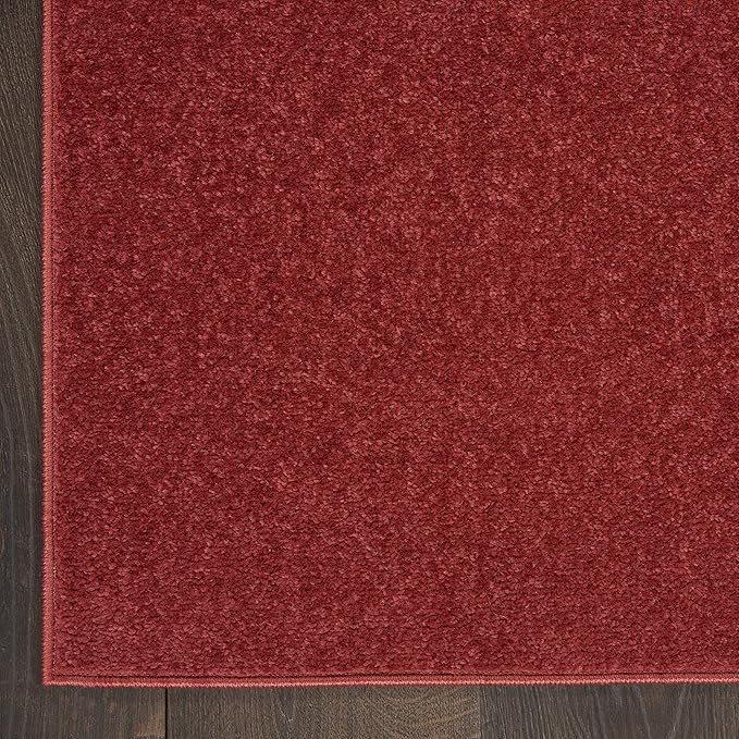 Nourison Essentials Solid Indoor/Outdoor Brick Red 2'2" x 14 Area Rug, Easy Cleaning, Non Shedding, Bed Room, Living Room, Dining Room, Deck, Patio, Backyard (2x14)