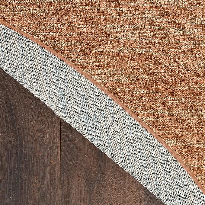 Nourison Essentials Indoor/Outdoor Rust 6' x Round Area Rug, Easy Cleaning, Non Shedding, Bed Room, Living Room, Dining Room, Backyard, Deck, Patio (6 Round)