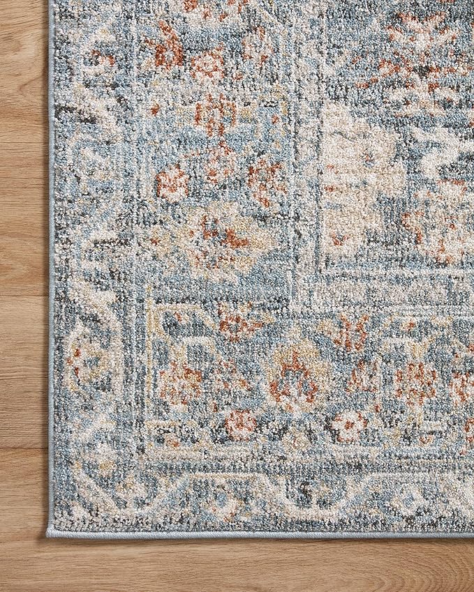 Loloi II Odette Collection ODT-07 Sky/Rust 9'-2" x 9'-2" Round Area Rug