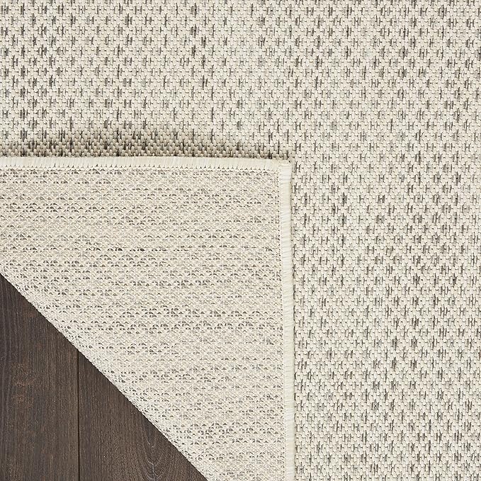 Nourison Courtyard Indoor/Outdoor Ivory Silver 12' x 15' Area Rug, Easy Cleaning, Non Shedding, Bed Room, Living Room, Dining Room, Backyard, Deck, Patio (12x15)