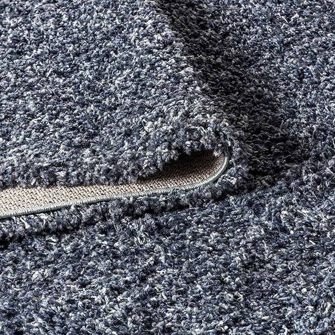 JONATHAN Y MCR100C-5 Mercer Shag Plush Tassel Indoor Area-Rug Bohemian Modern Contemporary Solid Easy-Cleaning Bedroom Kitchen Living Room, 5 X 8, Denim Blue with Tassel