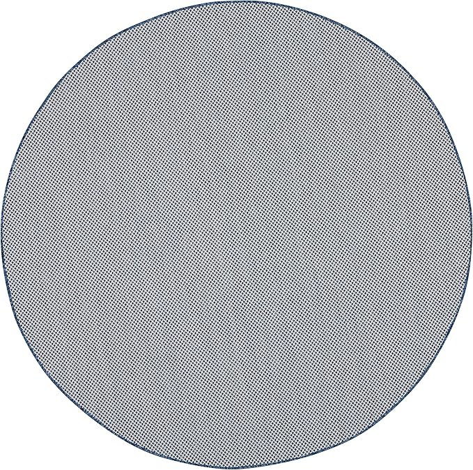 Nourison Courtyard 8' x Round Ivory Blue Fabric Modern Area Rug (8' Round)