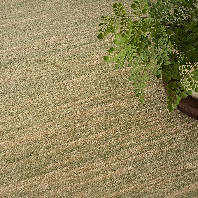 Nourison Essentials Indoor/Outdoor Green Gold 5' x Square Area Rug, Easy Cleaning, Non Shedding, Bed Room, Living Room, Dining Room, Backyard, Deck, Patio (5 Square)
