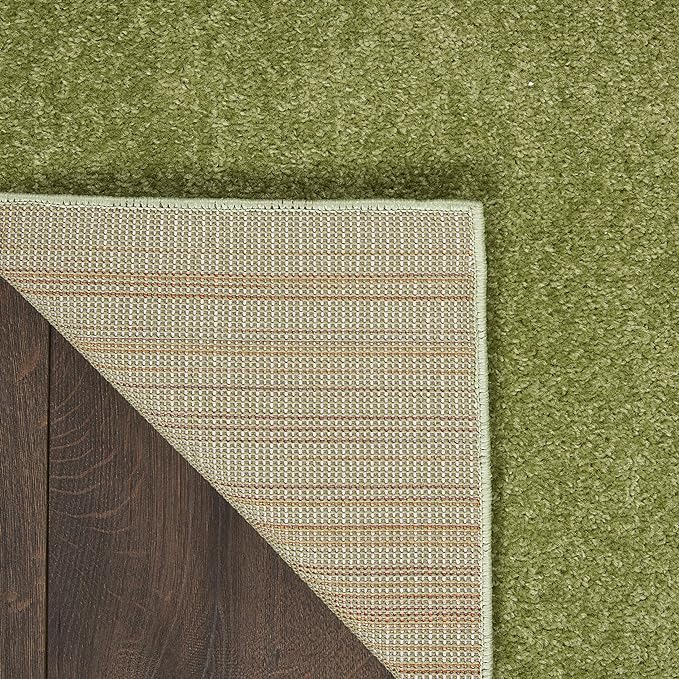 Nourison Essentials Solid Indoor/Outdoor Green 2'2" x 18 Area Rug, Easy Cleaning, Non Shedding, Bed Room, Living Room, Dining Room, Deck, Patio, Backyard (2x18)