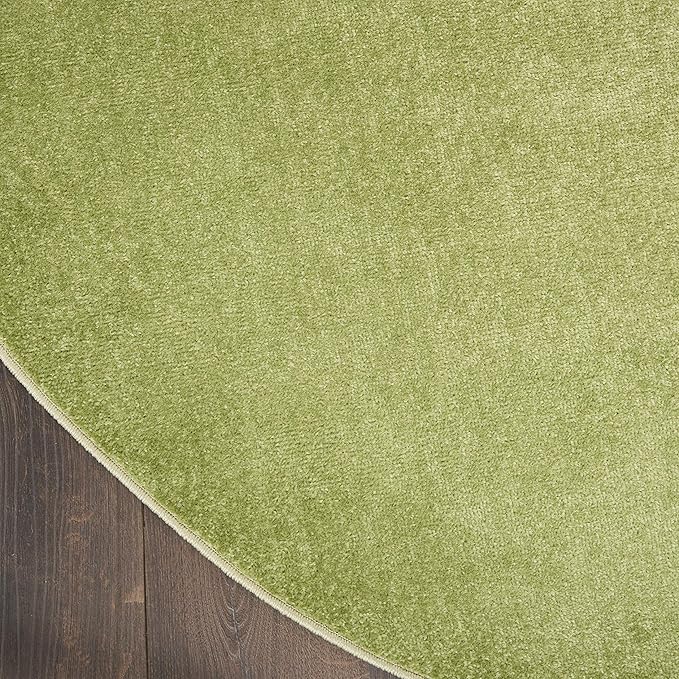 Nourison Essentials Indoor/Outdoor Green 6' x Round Area Rug, Easy Cleaning, Non Shedding, Bed Room, Living Room, Dining Room, Backyard, Deck, Patio (6 Round)
