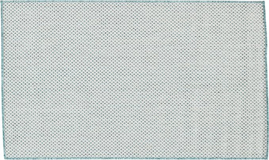 Nourison Courtyard Indoor/Outdoor Ivory Aqua 3' x 5' Area Rug, Geometric, Easy Cleaning, Non Shedding, Bed Room, Living Room, Dining Room, Deck, Patio, Backyard (3x5)