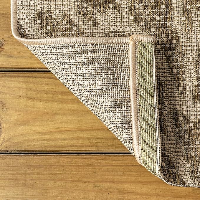 JONATHAN Y SMB110A-9SQ Zinnia Modern Floral Textured Weave Sage/Brown 9' Square Indoor/Outdoor Area Rug, Pet Friendly, Non-Shedding, Stain Resistant, Easy-Cleaning for Backyard, Patio, Porch