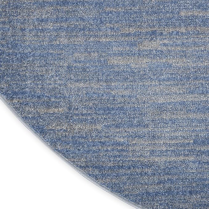 Nourison Essentials 4' x Round Blue/Grey Outdoor Indoor/Outdoor Rug