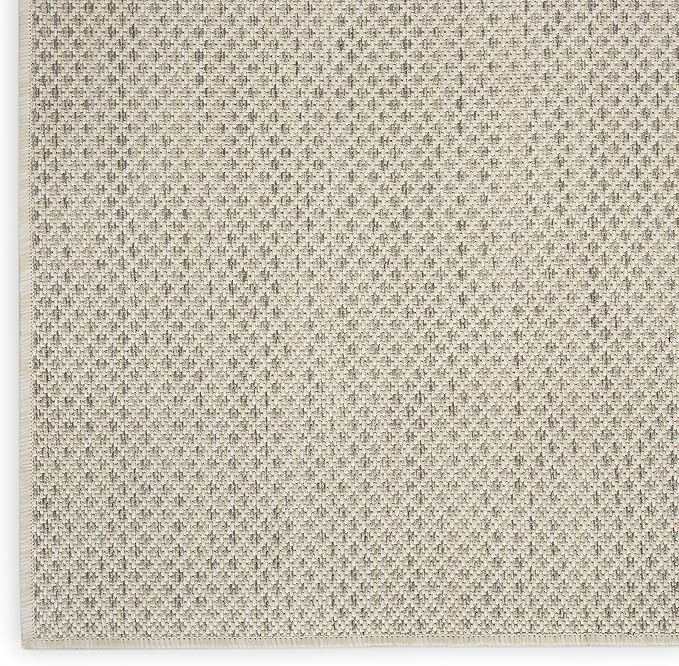Nourison Courtyard Indoor/Outdoor Ivory Silver 9' x 12' Area Rug, Geometric, Easy Cleaning, Non Shedding, Bed Room, Living Room, Dining Room, Deck, Patio, Backyard (9x12)