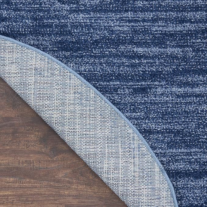 Nourison Essentials Indoor/Outdoor Navy Blue 10' x Round Area Rug, Easy Cleaning, Non Shedding, Bed Room, Living Room, Dining Room, Backyard, Deck, Patio (10 Round)
