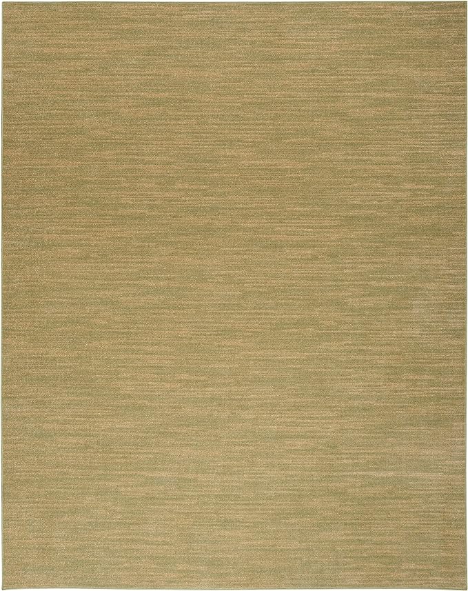 Nourison Essentials Indoor/Outdoor Green Gold 7' x 10' Area Rug, Easy Cleaning, Non Shedding, Bed Room, Living Room, Dining Room, Backyard, Deck, Patio (7x10)