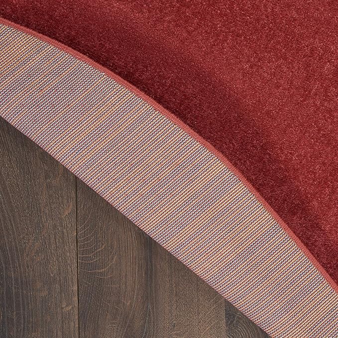 Nourison Essentials Indoor/Outdoor Brick Red 4' x Round Area Rug, Easy Cleaning, Non Shedding, Bed Room, Living Room, Dining Room, Backyard, Deck, Patio (4 Round)