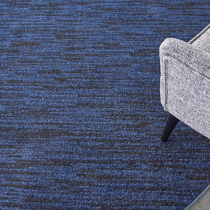 Nourison Essentials Indoor/Outdoor Midnight Blue 8' x Round Area Rug, Easy Cleaning, Non Shedding, Bed Room, Living Room, Dining Room, Backyard, Deck, Patio (8 Round)